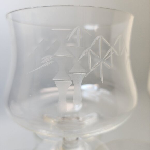 MCM Bamboo Etched Cocktail Glasses - Great for Tiki Bar - Set of 4 - Picture 5 of 5